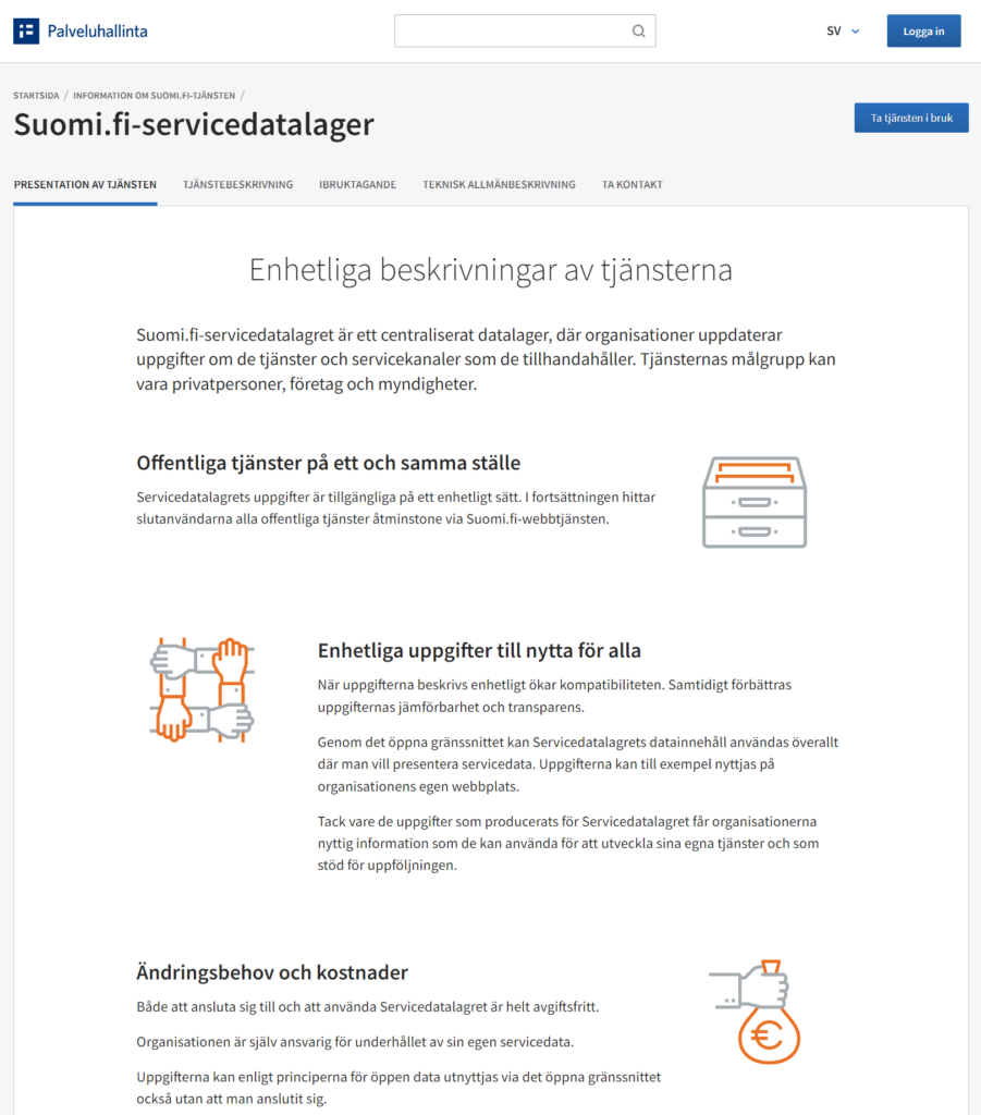 Bild av Suomi.fi-servicedatalagret